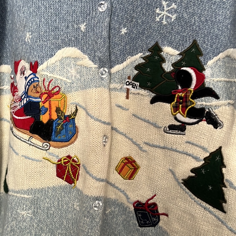White Stag blue Christmas sweater, size Small. NWT - Picture 2 of 3